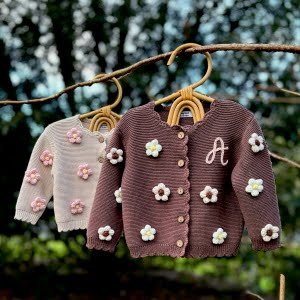 Chestnut Cardigan with white flower