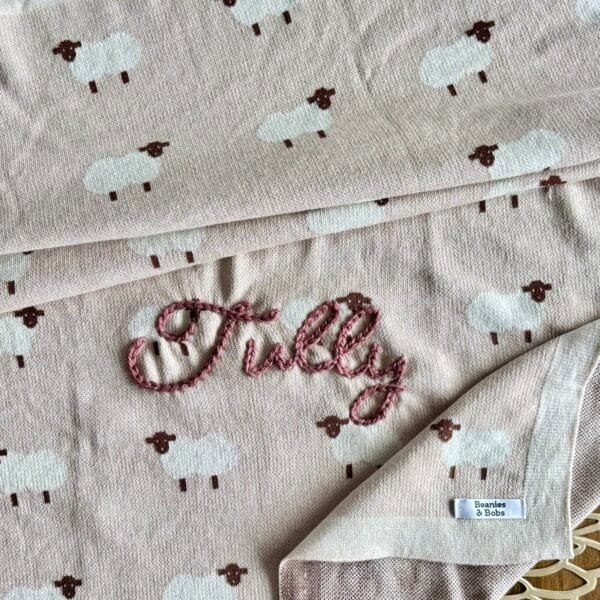 Keepsake Cotton Name Blanket - Cosy Lamb - Image 3