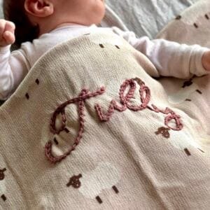 Keepsake Cotton Name Blanket - Cosy Lamb